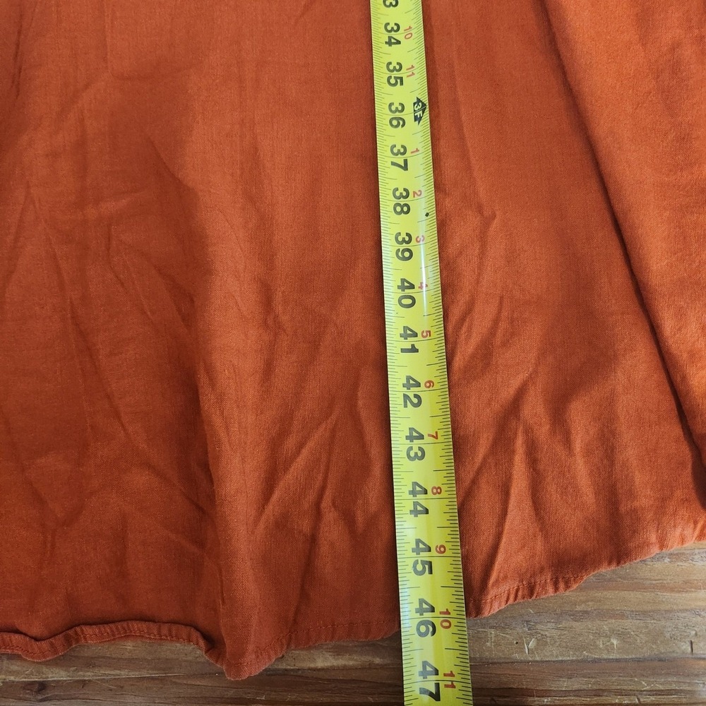 Ashley Stewart Sz 22 Linen Rayon Burnt Orange Midi Dress‎ Sleeveless Milkmaid - Picture 5 of 11